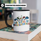 Golfer Tasse mit Spruch Life is full of important choices, L – Schwarz [farbe:schwarz]