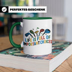 Golfer Tasse mit Spruch Life is full of important choices, L – Grün [farbe:grün]