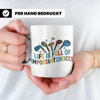 Golfer Tasse mit Spruch Life is full of important choices, L – Weiß [farbe:weiß]