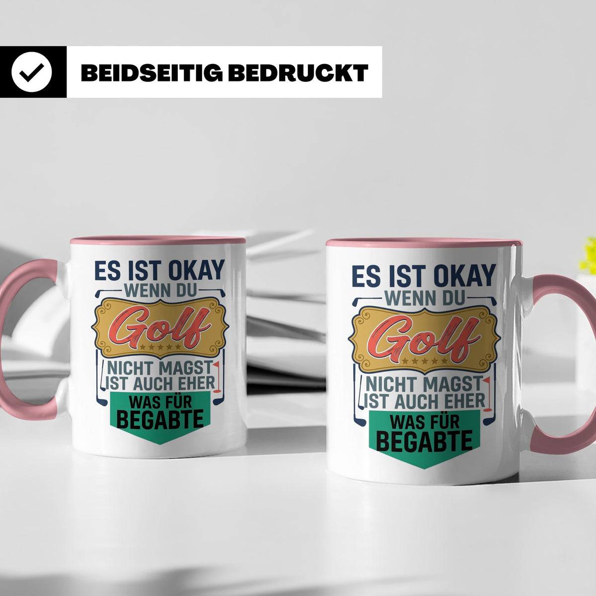 Golfer Tasse mit Spruch Was für Begabte, lustiges Geschenk f – Rosa [farbe:rosa]