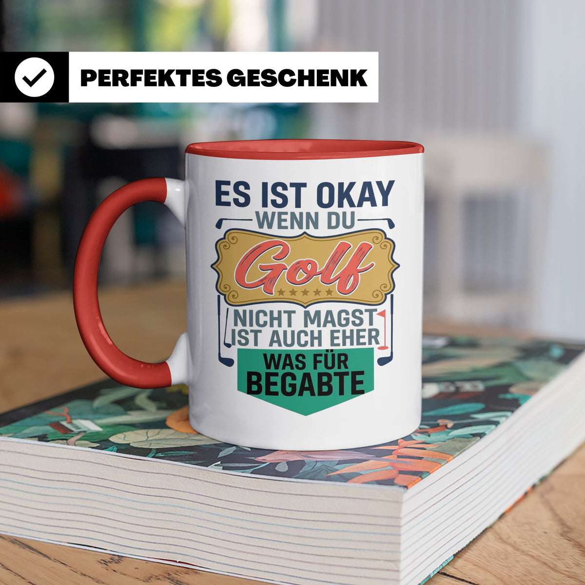 Golfer Tasse mit Spruch Was für Begabte, lustiges Geschenk f – Rot [farbe:rot]