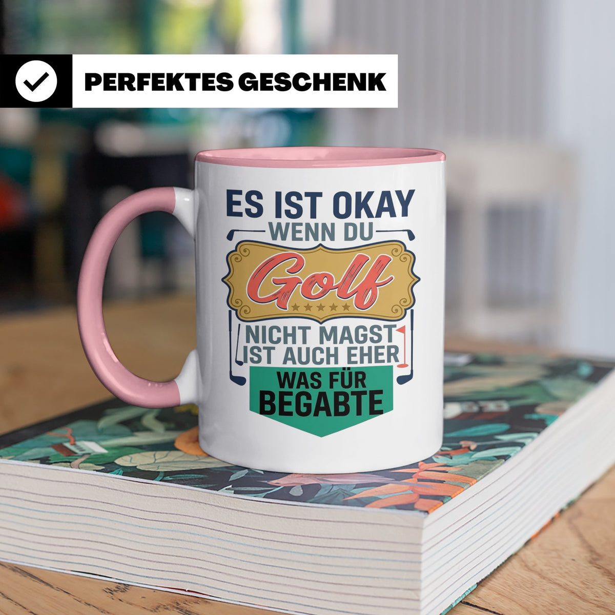 Golfer Tasse mit Spruch Was für Begabte, lustiges Geschenk f – Rosa [farbe:rosa]