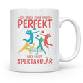 Volleyball Tasse mit Spruch Nicht Perfekt Aber Spektakulär,  – Weiß [farbe:weiß]
