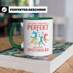 Volleyball Tasse mit Spruch Nicht Perfekt Aber Spektakulär,  – Grün [farbe:grün]