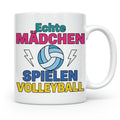 Volleyball Tasse für Mädchen mit Spruch Echte Mädchen spiele – Weiß [farbe:weiß]