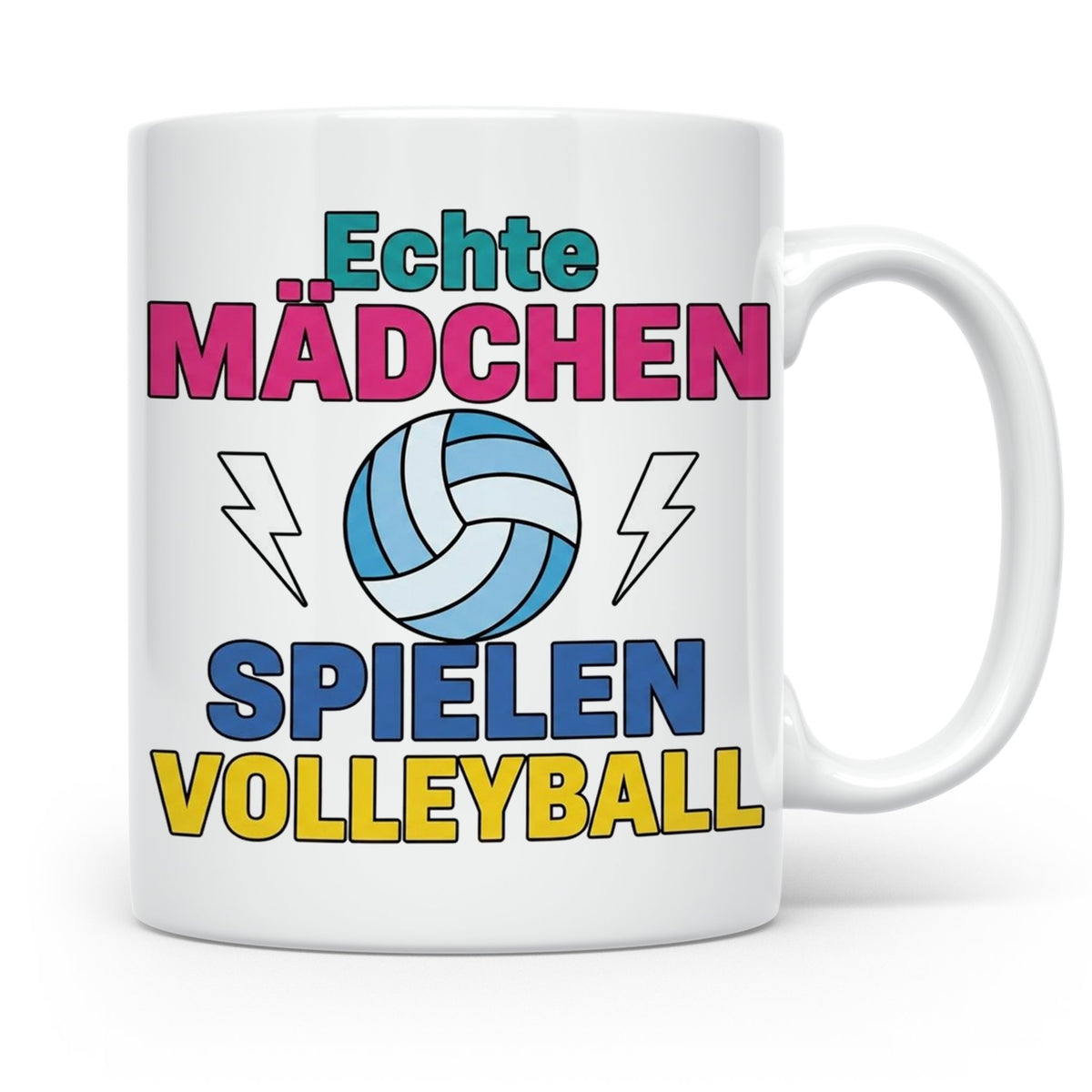 Volleyball Tasse für Mädchen mit Spruch Echte Mädchen spiele – Weiß [farbe:weiß]