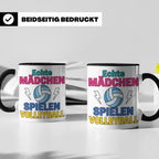 Volleyball Tasse für Mädchen mit Spruch Echte Mädchen spiele – Schwarz [farbe:schwarz]