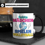Volleyball Tasse für Mädchen mit Spruch Echte Mädchen spiele – Schwarz [farbe:schwarz]