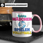 Volleyball Tasse für Mädchen mit Spruch Echte Mädchen spiele – Rosa [farbe:rosa]