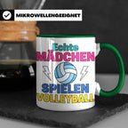 Volleyball Tasse für Mädchen mit Spruch Echte Mädchen spiele – Grün [farbe:grün]