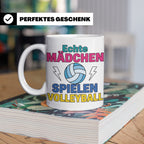 Volleyball Tasse für Mädchen mit Spruch Echte Mädchen spiele – Weiß [farbe:weiß]