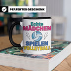 Volleyball Tasse für Mädchen mit Spruch Echte Mädchen spiele – Schwarz [farbe:schwarz]