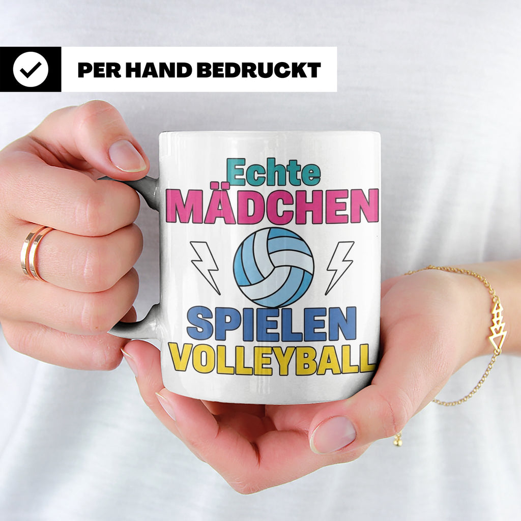 Volleyball Tasse für Mädchen mit Spruch Echte Mädchen spiele – Weiß [farbe:weiß]