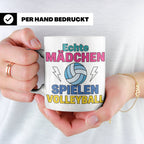 Volleyball Tasse für Mädchen mit Spruch Echte Mädchen spiele – Weiß [farbe:weiß]
