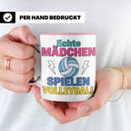 Volleyball Tasse für Mädchen mit Spruch Echte Mädchen spiele – Rosa [farbe:rosa]