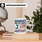 Volleyball Tasse mit Spruch Geheult wird erst wenns blutet.  – Weiß [farbe:weiß]