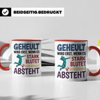 Volleyball Tasse mit Spruch Geheult wird erst wenns blutet.  – Rot [farbe:rot]