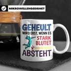Volleyball Tasse mit Spruch Geheult wird erst wenns blutet.  – Weiß [farbe:weiß]
