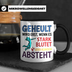 Volleyball Tasse mit Spruch Geheult wird erst wenns blutet.  – Schwarz [farbe:schwarz]