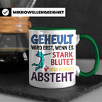 Volleyball Tasse mit Spruch Geheult wird erst wenns blutet.  – Grün [farbe:grün]