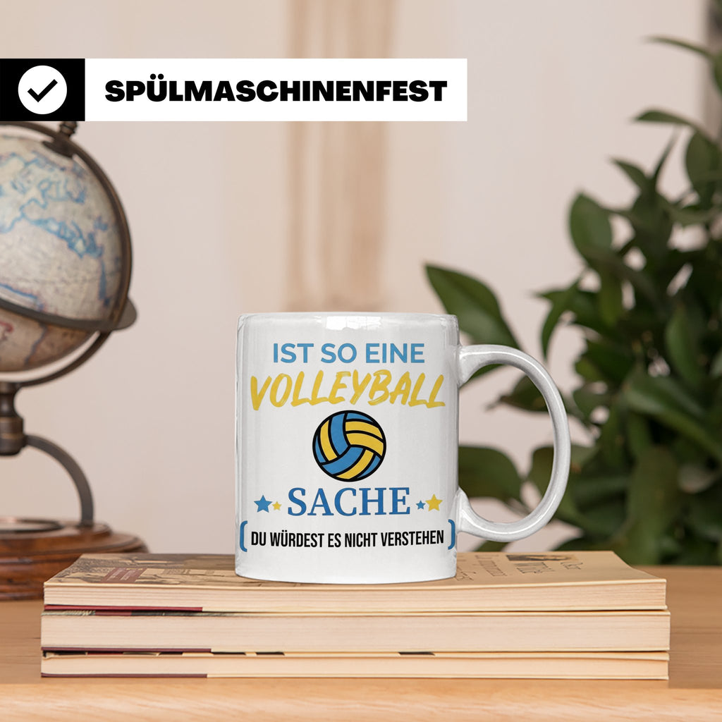 Volleyball Tasse mit Spruch, Geschenk für Volleyballer, Spie – Weiß [farbe:weiß]