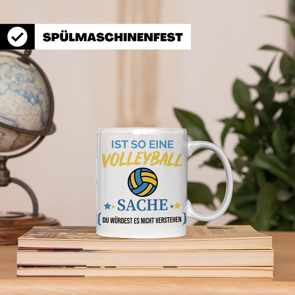 Volleyball Tasse mit Spruch, Geschenk für Volleyballer, Spie – Weiß [farbe:weiß]
