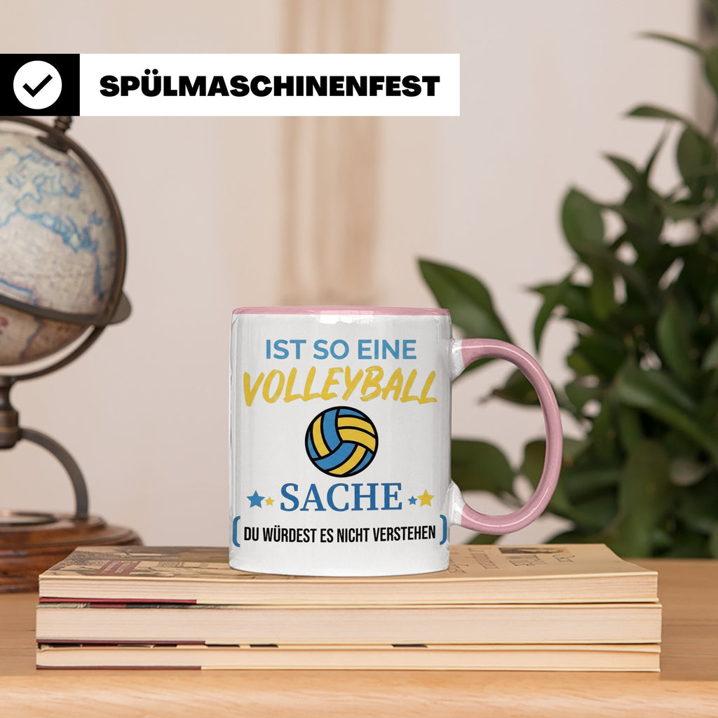 Volleyball Tasse mit Spruch, Geschenk für Volleyballer, Spie – Rosa [farbe:rosa]