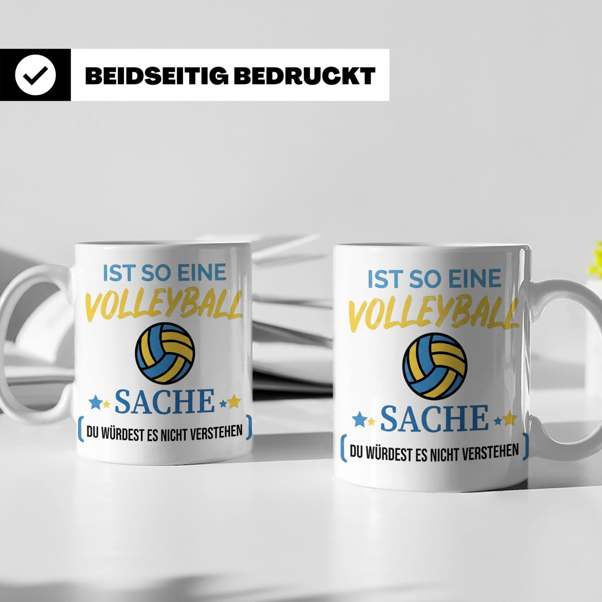 Volleyball Tasse mit Spruch, Geschenk für Volleyballer, Spie – Weiß [farbe:weiß]