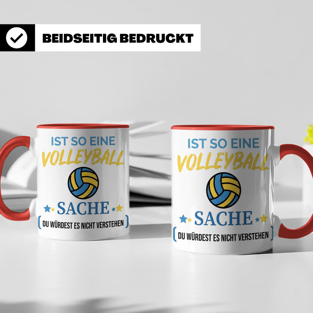 Volleyball Tasse mit Spruch, Geschenk für Volleyballer, Spie – Rot [farbe:rot]