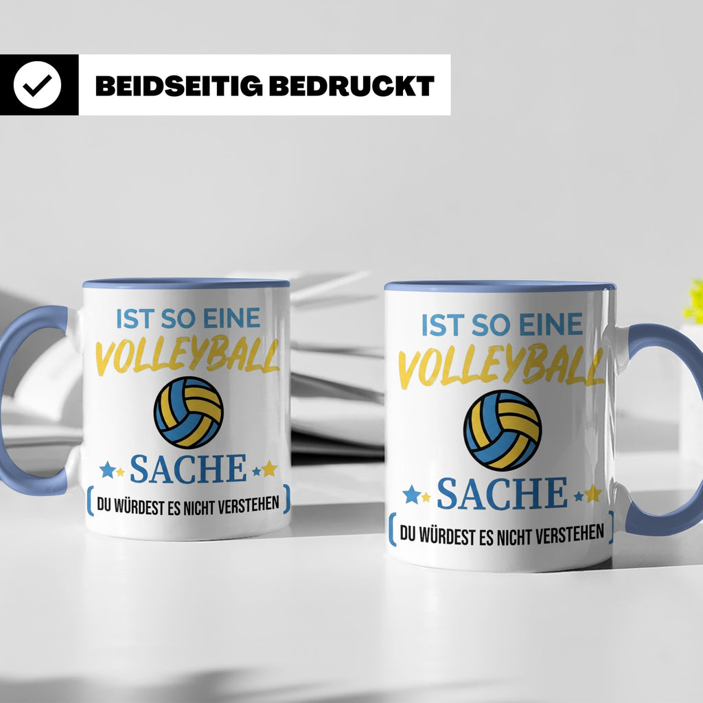 Volleyball Tasse mit Spruch, Geschenk für Volleyballer, Spie – Blau [farbe:blau]