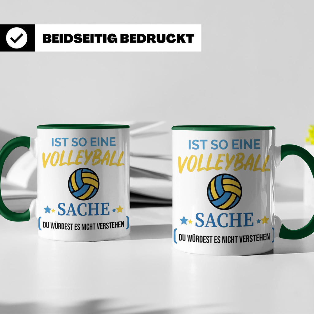 Volleyball Tasse mit Spruch, Geschenk für Volleyballer, Spie – Grün [farbe:grün]