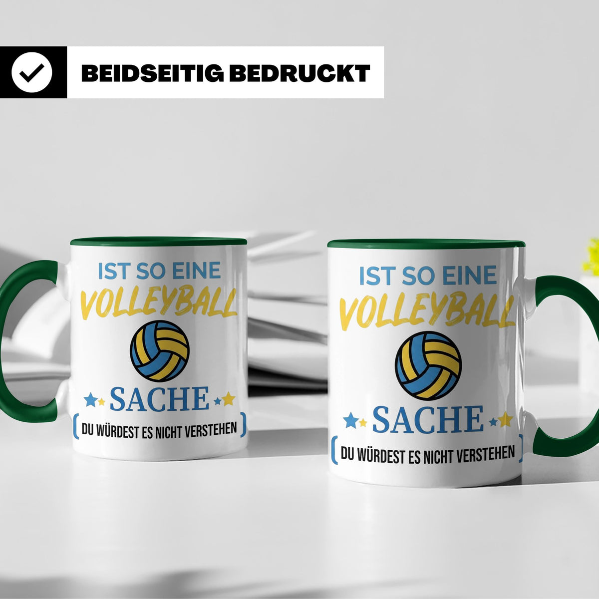 Volleyball Tasse mit Spruch, Geschenk für Volleyballer, Spie – Grün [farbe:grün]