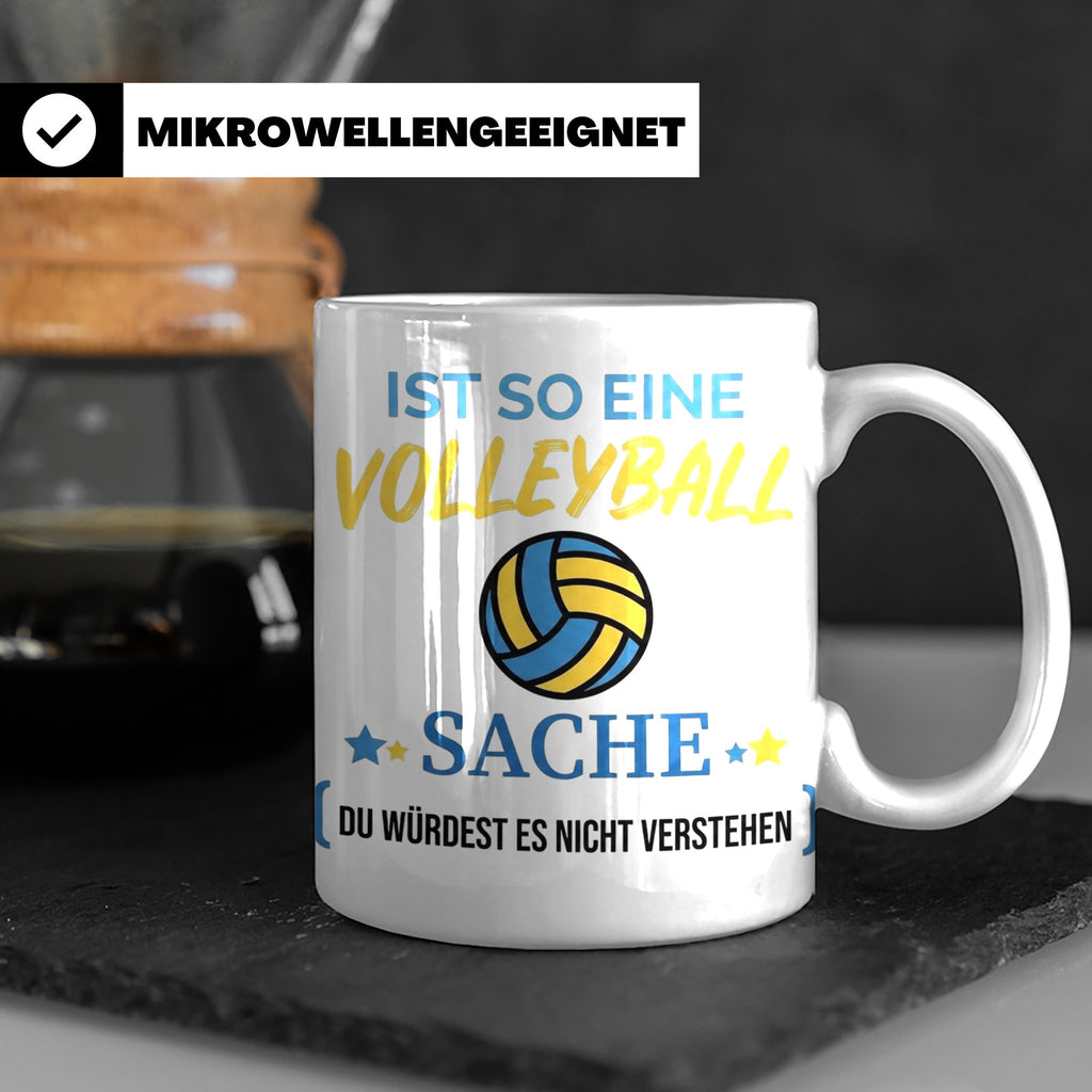 Volleyball Tasse mit Spruch, Geschenk für Volleyballer, Spie – Weiß [farbe:weiß]