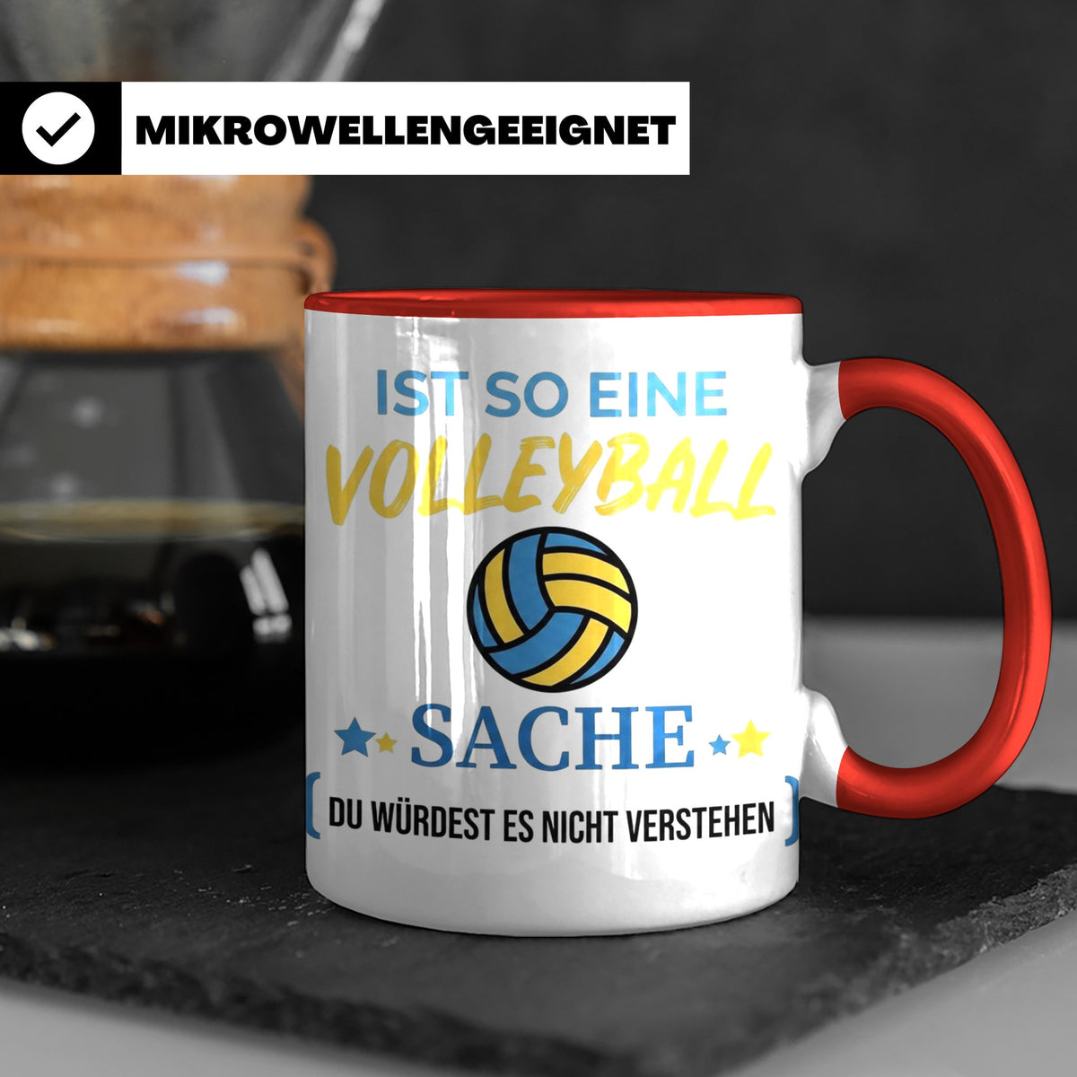 Volleyball Tasse mit Spruch, Geschenk für Volleyballer, Spie – Rot [farbe:rot]