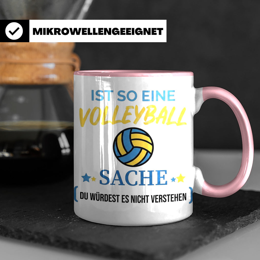 Volleyball Tasse mit Spruch, Geschenk für Volleyballer, Spie – Rosa [farbe:rosa]