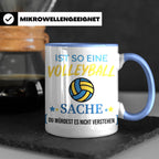 Volleyball Tasse mit Spruch, Geschenk für Volleyballer, Spie – Blau [farbe:blau]