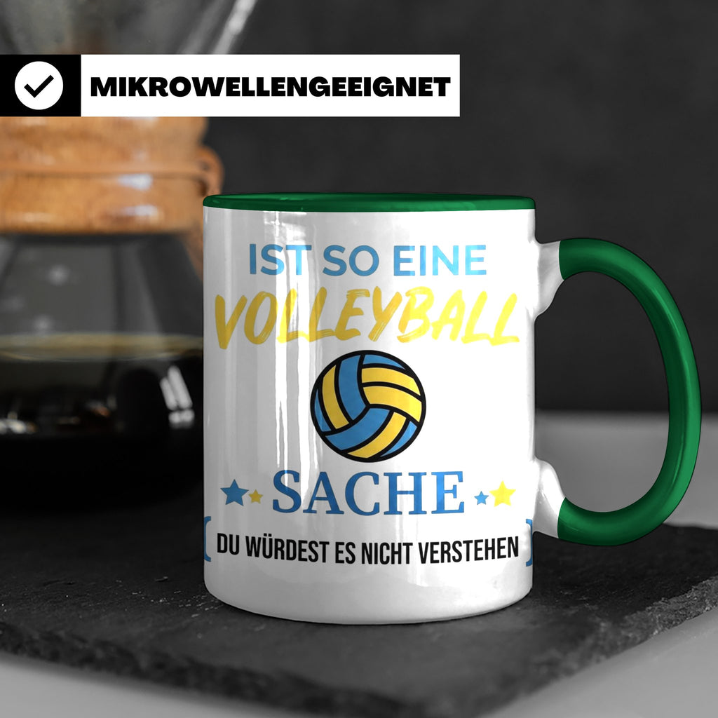 Volleyball Tasse mit Spruch, Geschenk für Volleyballer, Spie – Grün [farbe:grün]