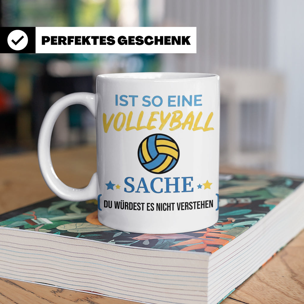 Volleyball Tasse mit Spruch, Geschenk für Volleyballer, Spie – Weiß [farbe:weiß]