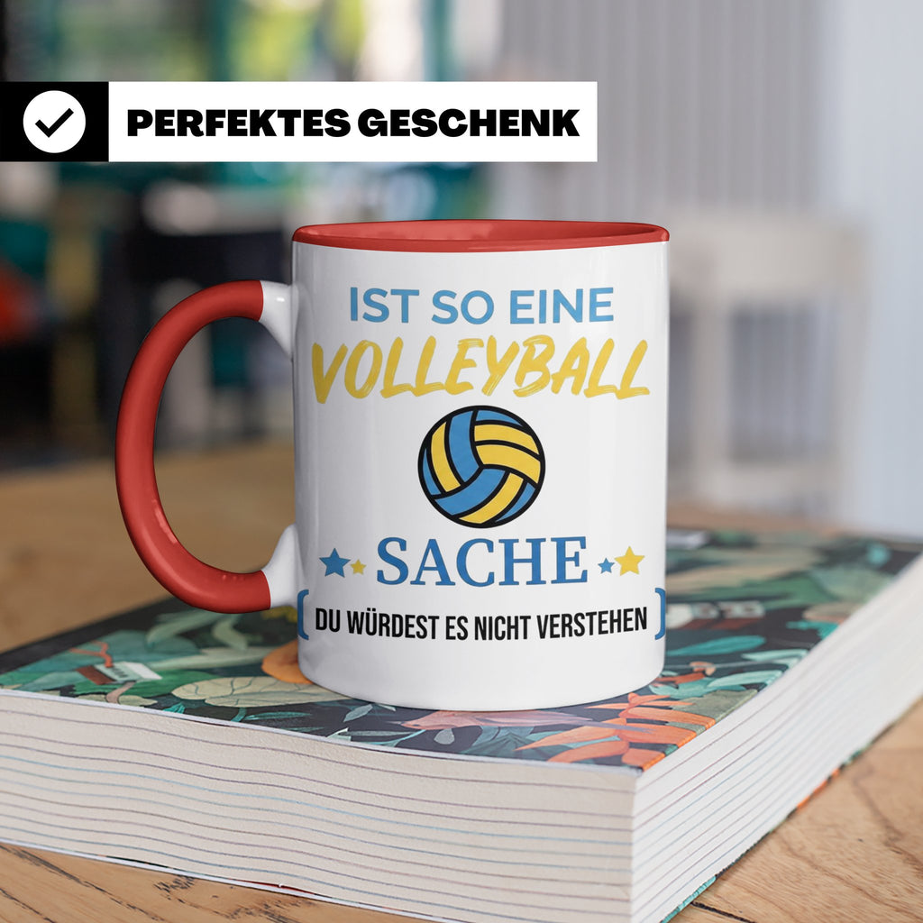 Volleyball Tasse mit Spruch, Geschenk für Volleyballer, Spie – Rot [farbe:rot]