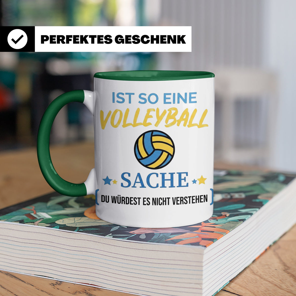 Volleyball Tasse mit Spruch, Geschenk für Volleyballer, Spie – Grün [farbe:grün]