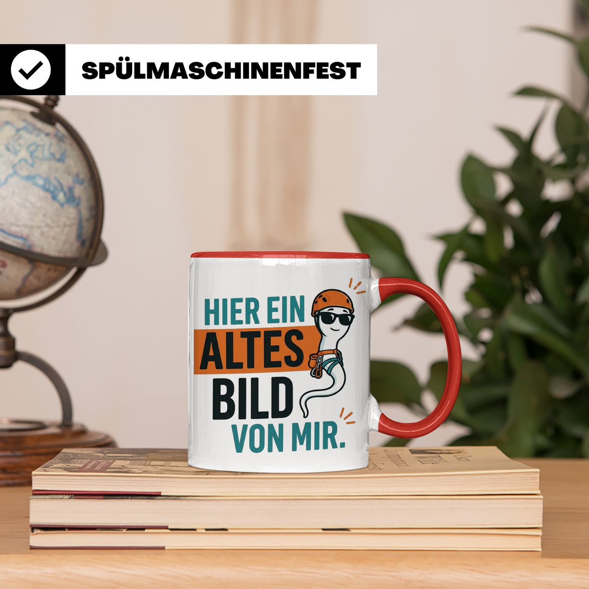 Kletterer Tasse mit Spruch Altes Bild von mir, Lustiges Sper – Rot [farbe:rot]