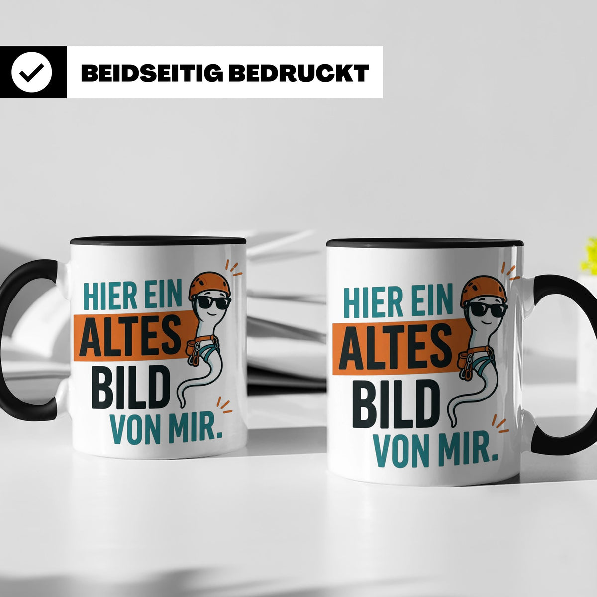 Kletterer Tasse mit Spruch Altes Bild von mir, Lustiges Sper – Schwarz [farbe:schwarz]