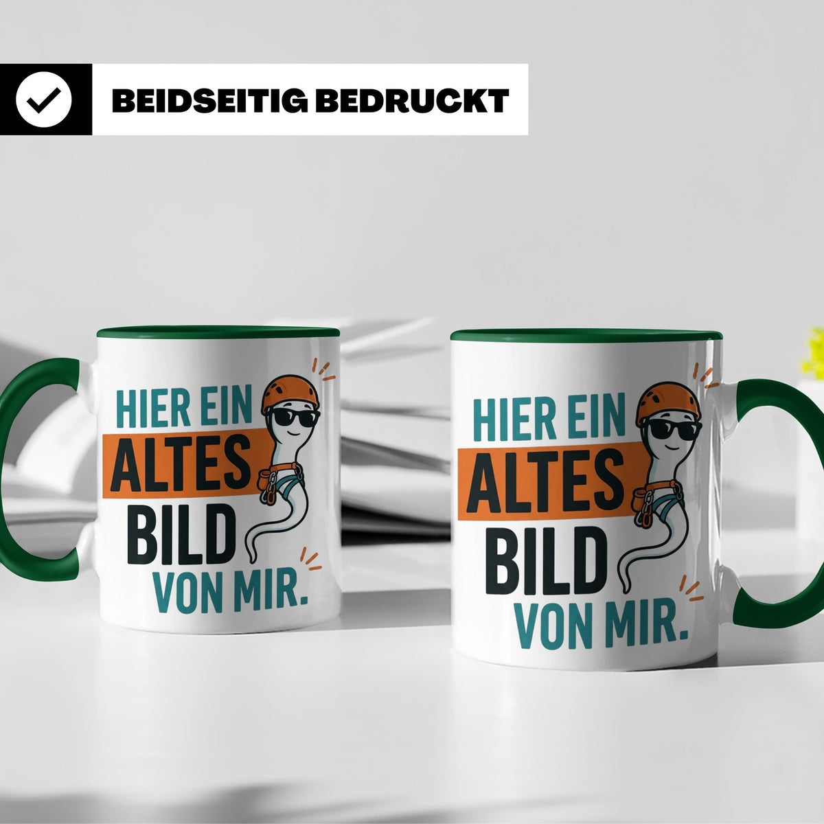 Kletterer Tasse mit Spruch Altes Bild von mir, Lustiges Sper – Grün [farbe:grün]