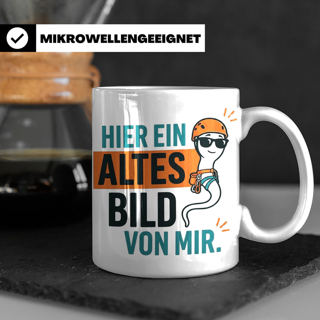 Kletterer Tasse mit Spruch Altes Bild von mir, Lustiges Sper – Weiß [farbe:weiß]
