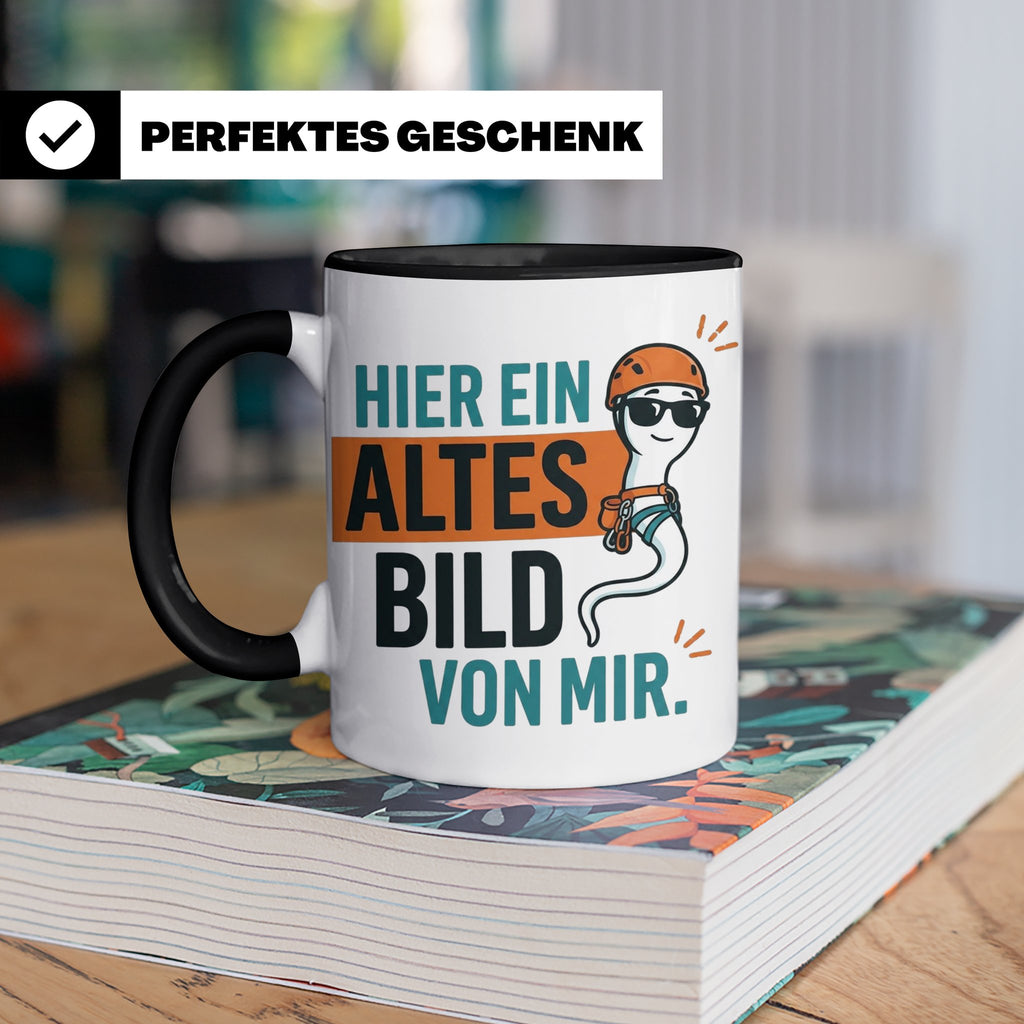 Kletterer Tasse mit Spruch Altes Bild von mir, Lustiges Sper – Schwarz [farbe:schwarz]