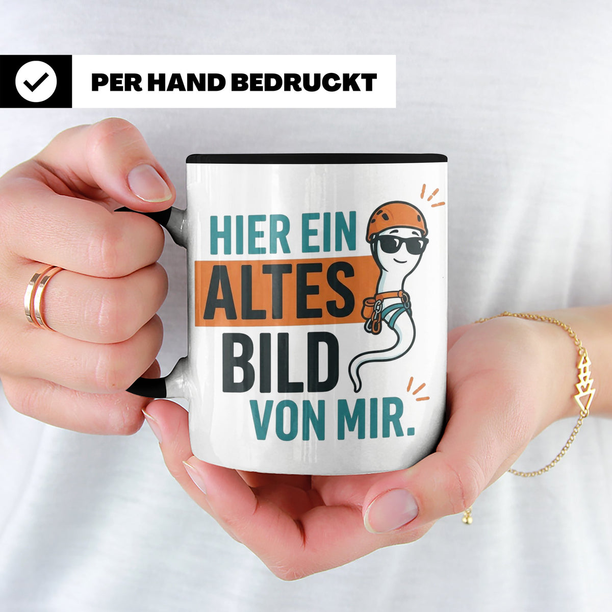 Kletterer Tasse mit Spruch Altes Bild von mir, Lustiges Sper – Schwarz [farbe:schwarz]