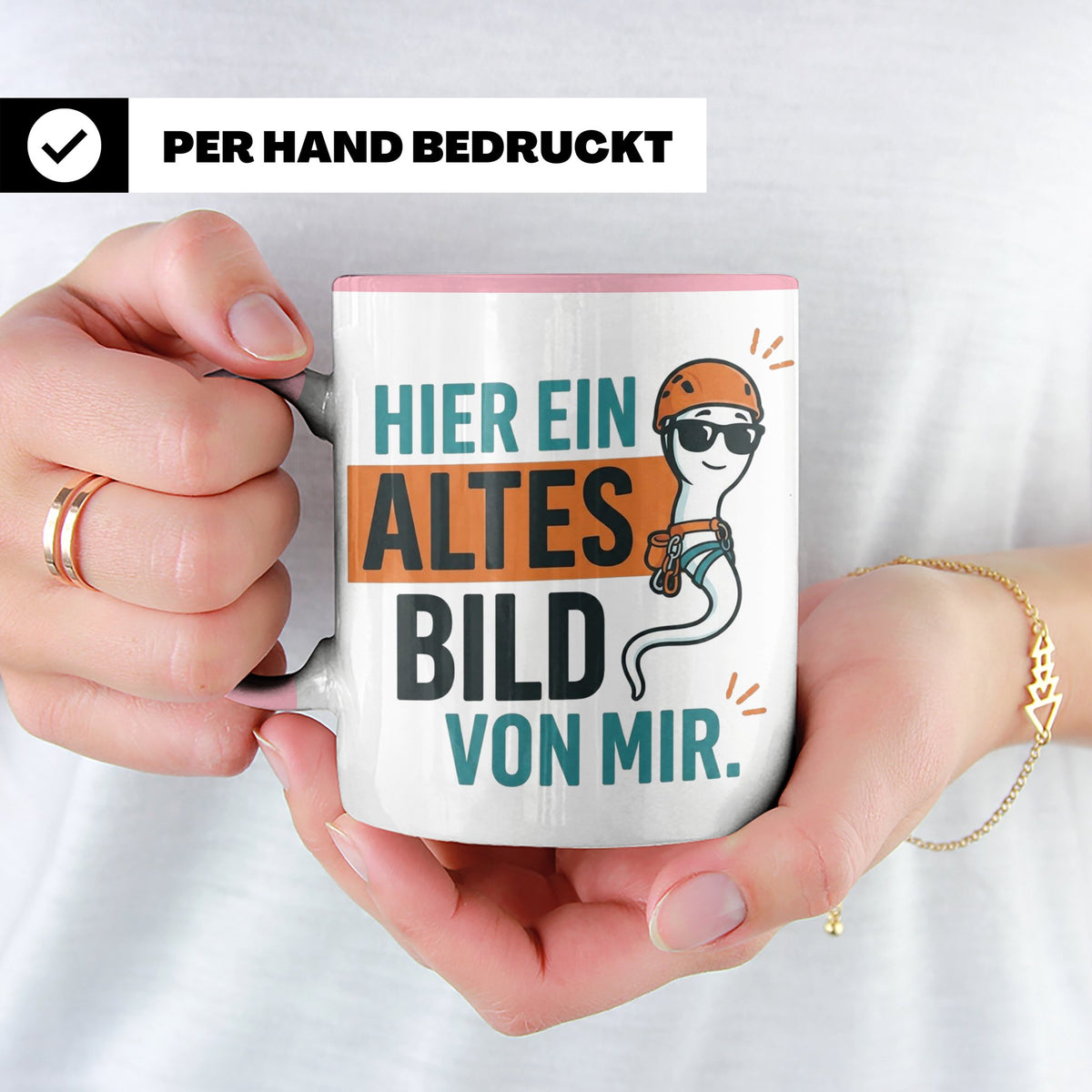 Kletterer Tasse mit Spruch Altes Bild von mir, Lustiges Sper – Rosa [farbe:rosa]