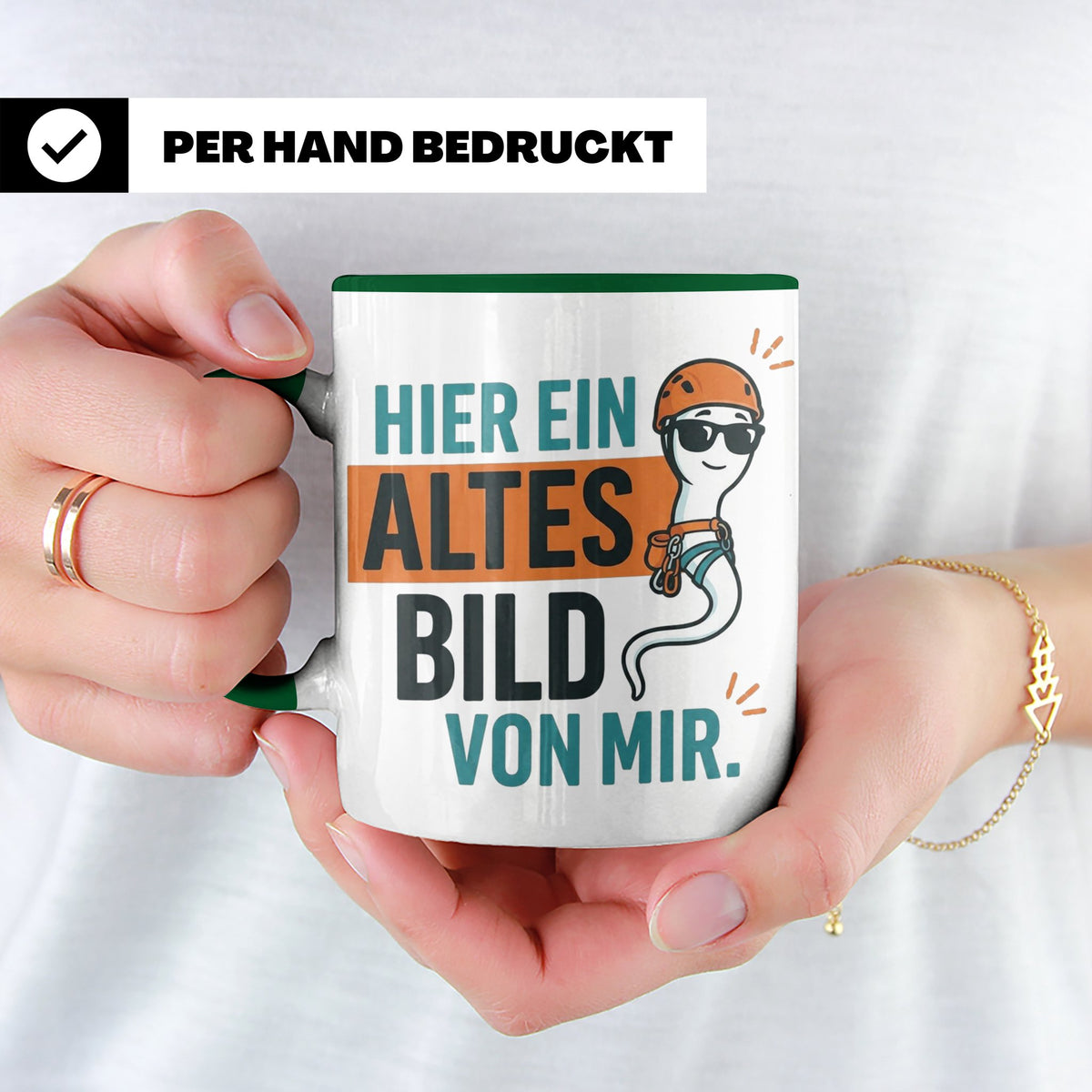 Kletterer Tasse mit Spruch Altes Bild von mir, Lustiges Sper – Grün [farbe:grün]