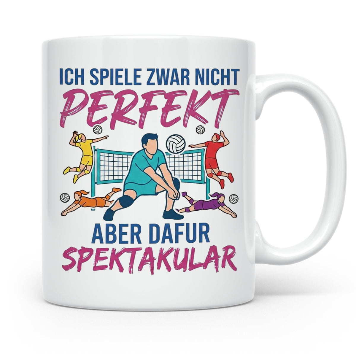 Volleyball Tasse Nicht Perfekt Dafür Spektakulär. Lustiges G – Weiß [farbe:weiß]