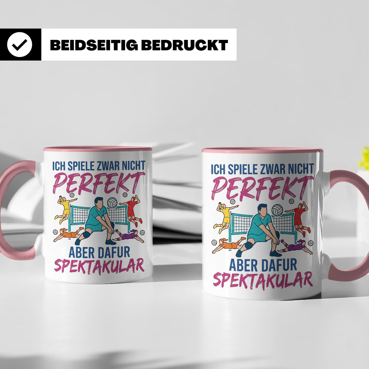 Volleyball Tasse Nicht Perfekt Dafür Spektakulär. Lustiges G – Rosa [farbe:rosa]